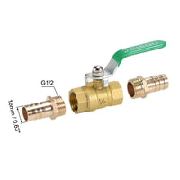 1 x RAW Customer Returns sourcing map 1 set of ball valve shut-off valve, 16mm hose nozzle to 16mm hose nozzle, pipe fittings 90 degree operating handle, brass valve with hose clamps and thread sealing tape - RRP €12.35