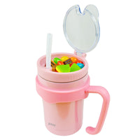 1 x Brand New JOVIAL All In One Insulated Stainless Steel Snack and Drink Cup 340ml-Glitter Pink - RRP €49.94