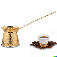 1 x RAW Customer Returns Alisveristime Authentic Turkish Coffee Pot Handmade Cezve Ibrik Multiple Sizes and Colors Available, Improve Your Coffee Experience Now Gold, 1 cup  - RRP €17.04