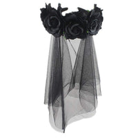 4 x Brand New SUNTRADE Women Girls Zombie Bride Black Veil with Flower Headband for Halloween Cosplay Wedding Costume Headwear - RRP €52.4