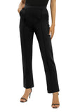 1 x RAW Customer Returns EXCHIC Women s Business Office Straight Leg Work Pants Casual Elastic Waist Pants with Pockets M, Black  - RRP €34.57