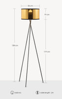 1 x RAW Customer Returns Home Sweet Home Modern Black Metal Floor Lamp 53 53 138cm with E27 LED light source 9W 2700K Retro floor lamp with tripod With gold lampshade for living room and bedroom - RRP €39.99