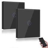 1 x RAW Customer Returns BSEED Smart Alexa Light Switch 1 Gang 2 Way Wifi Smart Light Switch works with Amazon Alexa and Google Home,Glass Touch Screen Switch Black-2 Pack Neutral Wire Required  - RRP €32.3