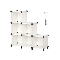 1 x RAW Customer Returns SONGMICS Modular Shelving Unit with 6 Compartments, Plastic Modular Organizer with Legs, Shoe Rack, 30 x 30 x 30 cm Cube, Living Room, Bedroom, Study, Rubber Hammer, Cream White LPC111M01 - RRP €25.3