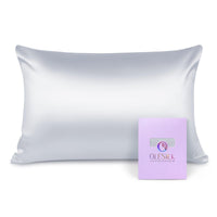 1 x RAW Customer Returns OLESILK Silk Pillowcase Cushion Cover Hair and Skin Care with Zipper 16 Momme 1 Piece Silver Gray 40x60cm - RRP €21.98