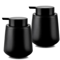 1 x RAW Customer Returns MIUSITE 2 Pieces Soap Dispenser Black Matt, 350ml Modern Soap Dispenser Ceramic with Large Pump Head, Rustproof Soap Dispenser with Labels for Kitchen, Bathroom and Shower - RRP €23.99