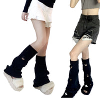 1 x RAW Customer Returns Longyangqk Leg Warmers for Women, Ribbed Knit Leg Warmers Harajuku Kawaii High Heels Boots Warm Flauszy Leg 90s Girls Streetwear - RRP €16.99