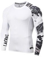 1 x RAW Customer Returns LAFROI Men s Rash Guard Long Sleeve UPF 50 Compression Shirt CLYYB Asym Trace,S - RRP €24.99