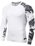 1 x RAW Customer Returns LAFROI Men s Rash Guard Long Sleeve UPF 50 Compression Shirt CLYYB Asym Trace,S - RRP €24.99