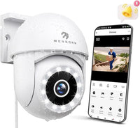 1 x RAW Customer Returns Menborn Outdoor Surveillance Camera 2.5K 4MP, Updated Camera Surveillance 360 with Starlight Color Night Vision, 2.4GHz IP Camera Outdoor with Floodlight, Motion Detection, Works with Alexa - RRP €50.41