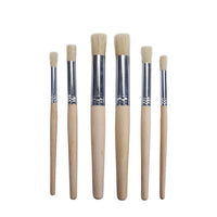 1 x RAW Customer Returns Healifty 6pcs Round Brush Wooden Handle Professional Beginner Tool of Different Sizes for Acrylic Watercolor Oil Painting - RRP €9.19