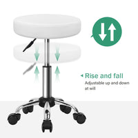 1 x RAW Customer Returns FURWOO Multipurpose Rolling Stool Round Stool with Wheels for Spa Adjustable Drawing Stool White  - RRP €43.99