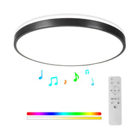 1 x RAW Customer Returns Horevo 24W Bluetooth Ceiling Light with Speaker 30CM, Music LED Ceiling Light with Black Bezel and Remote Control, Dimmable RGB Color Change for Children s Room Bathroom Black  - RRP €46.59