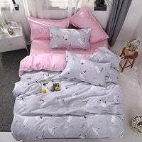 1 x RAW Customer Returns Freyamy Children s Bed Linen 135 x 200 cm 2-Piece Pink Gray Cartoon Cat Children s Reversible Bed Linen Brushed Microfibre Soft Girls Bedding Sets Duvet Cover with Zip and Pillowcase 80 x 80 cm - RRP €27.19