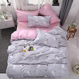 1 x RAW Customer Returns Freyamy Children s Bed Linen 135 x 200 cm 2-Piece Pink Gray Cartoon Cat Children s Reversible Bed Linen Brushed Microfibre Soft Girls Bedding Sets Duvet Cover with Zip and Pillowcase 80 x 80 cm - RRP €27.19