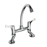 1 x RAW Customer Returns Kitchen Sink Faucet Dual Handles Renaissance Mixer Tap Kitchen Hot and Cold Brass Chrome PHASAT HN100 - RRP €69.99