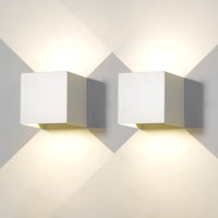 1 x RAW Customer Returns Pieces Outdoor Indoor Wall Light LED Lamp Modern White 6W 4000K Natural Light IP65 Waterproof Cube Square Aluminum Up and Down Adjustable Design Easy to Install - RRP €43.36