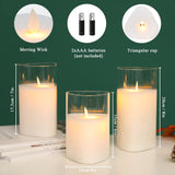 1 x Brand New JHY DESIGN Set of 3 Triangle Shape Real Wax Glass Candles, Battery Operated Flameless Candles with 6 Hour Timer Function Electric Candles Real Wax Candles for Living Room Christmas White  - RRP €42.99