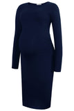 1 x RAW Customer Returns Smallshow Women s Long Sleeve Maternity Dresses Maternity Dresses, Navy, L - RRP €25.66