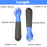 1 x RAW Customer Returns Pond Gloves Long Fishing Gloves Pond Care Gloves Work Gloves Waterproof, PU Gloves Sandblasting, Resistant to Acids and Alkalis, 65cm Blue  - RRP €14.0