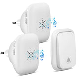 1 x RAW Customer Returns Battery-free wireless doorbell, PDGROW wireless doorbell plug in wireless house bell set waterproof wireless house bell 2 receivers with 500FT range, 38 ringtones, 4 volume levels and LED, white - RRP €26.99