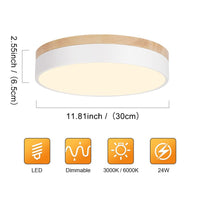 1 x RAW Customer Returns Vikaey LED ceiling light wood 24W, modern round ceiling lamp, dimmable LED ceiling light, lamp 3000k-6500k for living room bedroom kitchen hallway 30cm - RRP €64.99