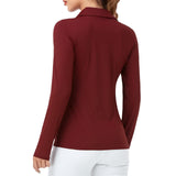 1 x RAW Customer Returns Soneven women s polo shirt long-sleeved business casual blouse elegant tops work long-sleeved shirt v-neck, red, M - RRP €23.18