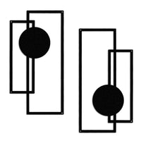 1 x Brand New Pack of 2 metal wall decoration, black geometric wall decoration, decorative wall sculpture, minimalist wall decoration, metal vertical abstract wall art for home, living room, bedroom - RRP €24.99