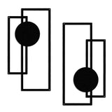 1 x Brand New Pack of 2 metal wall decoration, black geometric wall decoration, decorative wall sculpture, minimalist wall decoration, metal vertical abstract wall art for home, living room, bedroom - RRP €24.99