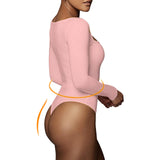 1 x RAW Customer Returns RoomTour Bodysuit Tops Elegant Long Sleeve Body Women Ladies Body for Women String Body 1-Pink L - RRP €23.99