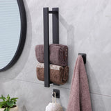 1 x RAW Customer Returns YIGII Towel Holder Without Drilling, 40cm Towel Holder Bathroom with 2 Adhesive Hooks, Guest Towel Holder Towel Rail Towel Holder Wall Stainless Steel, Bathroom Accessories for Storage, Black - RRP €17.14