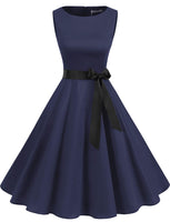 1 x RAW Customer Returns Gardenwed Women s 1950s Vintage Cocktail Dress Rockabilly Retro Swing Dress Pleated Skirt Navy XL - RRP €38.95