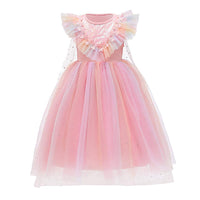 1 x RAW Customer Returns Girls Princess ELSA Anna Snow Queen Frozen Dress Children Tulle Costume Christmas Halloween Ice Princess Disguise Carnival Birthday Gift Dress Up 03-Pink 5-6 Years - RRP €25.76