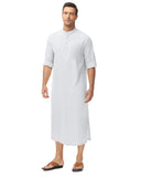 1 x RAW Customer Returns LVCBL Men s Kaftan V-neck Long Sleeve Men s Kaftan Linen Men s Thobe Long Sleeve White M - RRP €25.19