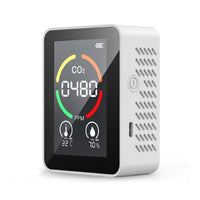 1 x RAW Customer Returns in 1 CO2 measuring device with ambient temperature and humidity, CO2 detector USB connection air quality measuring device for kindergarten, office, living room white - RRP €31.45