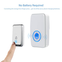 1 x RAW Customer Returns  No Battery Required Wireless Doorbell Waterproof, AURTEC Doorbell Kit with 2 Receivers and 1 Self-Powered Press, 51 Chimes, 4 Volume Levels, White - RRP €32.26