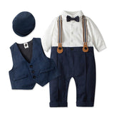 1 x RAW Customer Returns LEONARDINO Baby Boys Clothing Set Baptism Boy 5-piece with bow tie vest hat gentleman long sleeve suit Outfit for festive occasions birthday Wedding - RRP €40.01