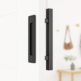 1 x RAW Customer Returns WINSOON 12 Sliding Door Handle Black Flush Pull Large Rustic Pull Flush Barn Door Handle Fits for Gates, Garages, Cabinets, Squares. - RRP €21.0