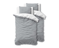 1 x RAW Customer Returns Sleeptime 100 cotton bed linen 155cm x 220cm 4-piece white grey - soft non-iron duvet covers with zipper - two-tone bed linen set with 2 pillowcases 80cm x 80cm - RRP €44.0