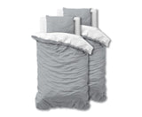 1 x RAW Customer Returns Sleeptime 100 cotton bed linen 135cm x 200cm 4-piece white grey - soft non-iron duvet covers with zip - two-tone bed linen set with 2 pillowcases 80cm x 80cm - RRP €44.0