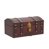 1 x RAW Customer Returns Brynnberg Treasure Chest 30x20x15cm - Large Flat Treasure Chest, Brown Decorated with Rivets and Leather Straps, with Lid, with Lock, Lockable Pirate Chest, Wooden Storage Box Flanders  - RRP €35.2