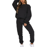 1 x RAW Customer Returns amropi Women s Tracksuit Fleece Pullover Sweatshirt and Pants Clothing Set S,Black - RRP €36.99