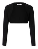 1 x RAW Customer Returns Clearlove Women s Bolero Long Sleeve Cardigan Festive Shoulder Jacket Short Shrug Cardigan Top, Black, S - RRP €26.99