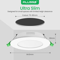 1 x RAW Customer Returns ALUSSO LED ceiling spots 5W 350lm, cold white 6500K mini slim LED recessed spotlight 230V, ultra flat recessed spot 75-85mm, IP44 LED spots for bathroom, living room, kitchen, set of 6 - RRP €17.99