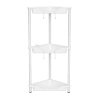 1 x RAW Customer Returns Orimade 5 Pack Shower Shelf without Drilling, Corner Shelf Shower Shelf with 4 Hooks, Standing Shelf, Rustproof, Plastic-Metal Connections 10.8 x 10.8 x 53.3 inches White - RRP €41.34