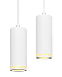 1 x RAW Customer Returns BOYIR Pendant Light Modern Cylinder White Hanging Lamp, Hanging Light Height Adjustable Aluminum Chandelier with GU10 Socket Max. 60 Watt Pendant Lamp Ceiling Lamp for Living Room Bedroom, 2 Pieces - RRP €40.33