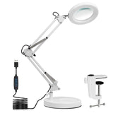 1 x RAW Customer Returns HJZ LED Magnifying Lamp, Workplace Lamp, 8 Diopter Magnifying Glass with Light - with Clamp Stand, Swivel Arm, Dimmable, 3 Color Modes, Magnifying Glass for Reading, Crafts - 8x Magnification White  - RRP €44.27