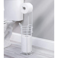 1 x Brand New mDesign toilet paper holder without drilling - toilet roll holder for the bathroom - free-standing paper roll holder made of metal - matt white - RRP €12.48