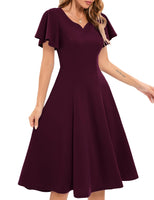 1 x RAW Customer Returns Homrain Women s Bridesmaid Dress For Wedding Guests 1950s Retro Vintage Rockabilly Dress Summer Short Sleeve Dress Festive Knee Length Midi Length Evening Dresses Festive Party Dresses Burgundy M - RRP €51.99