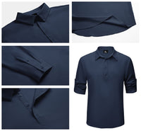 1 x Brand New SwissWell Shirt Men s Shirt Henley Summer Shirt Plain Casual Shirt Long Sleeve T Shirt with Button Placket Men s Dark Blue L - RRP €36.29